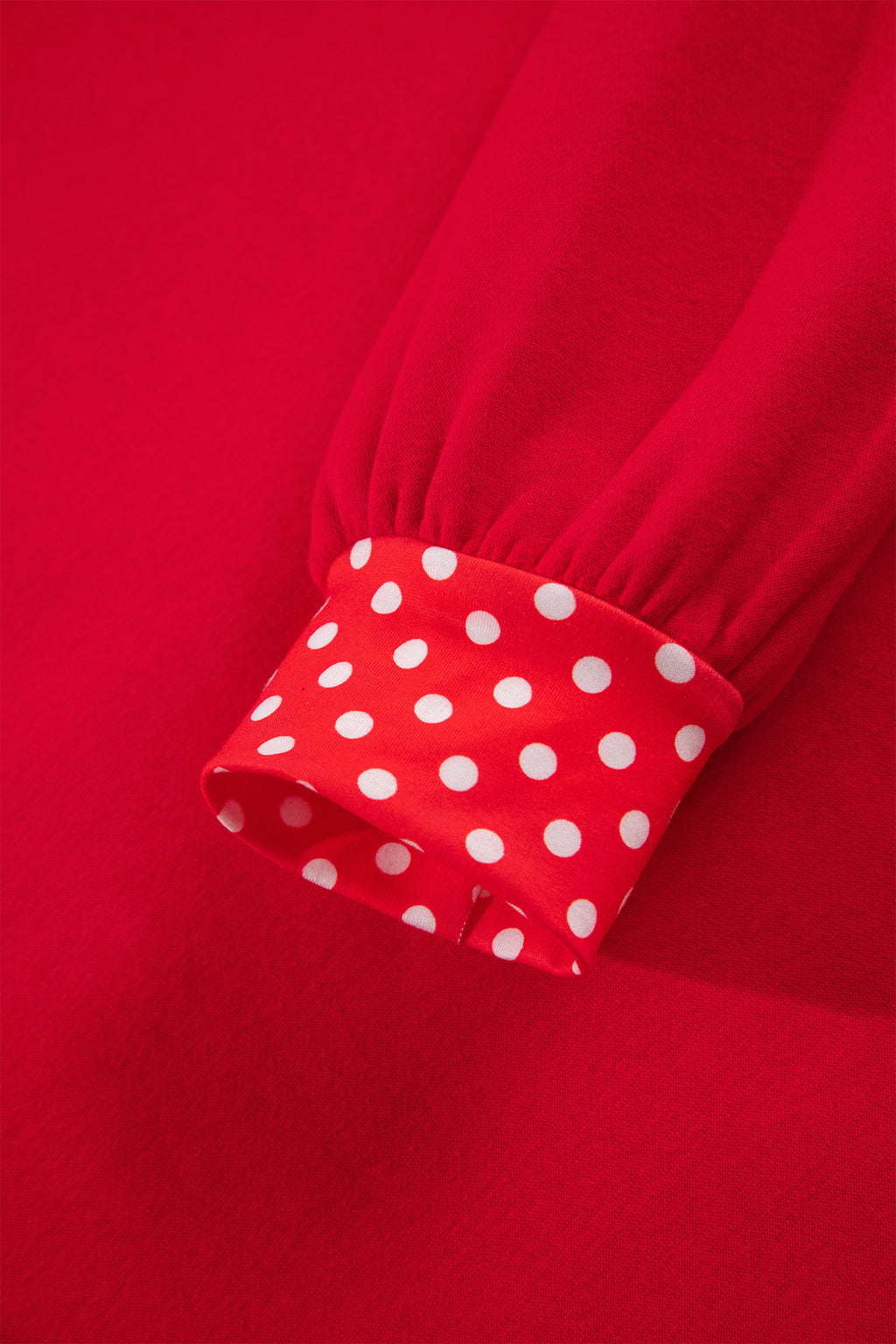Fiery Red Polka Dot Letter Print Contrast Trim Mock Neck Sweatshirt