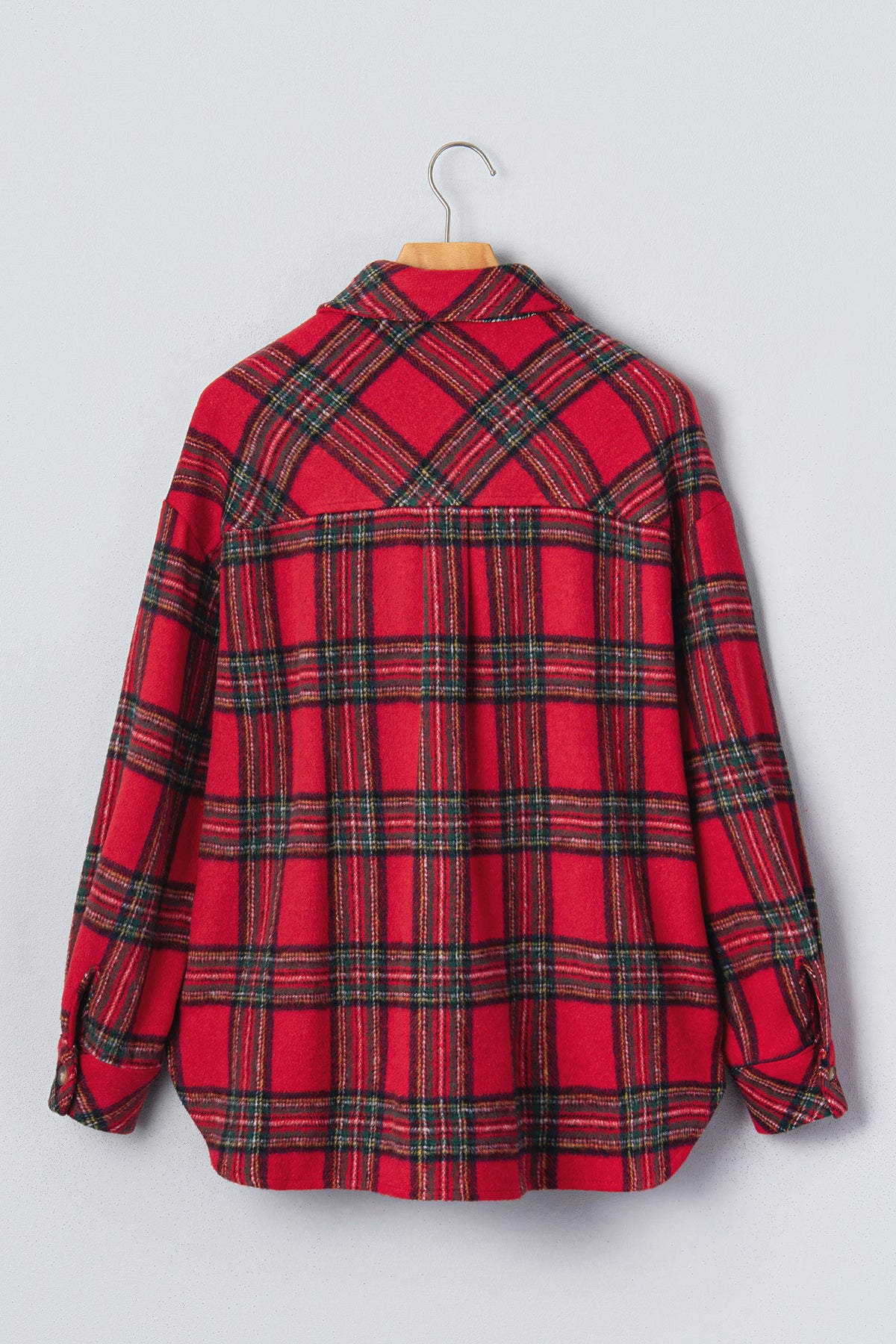Red Plaid Button Front Shacket
