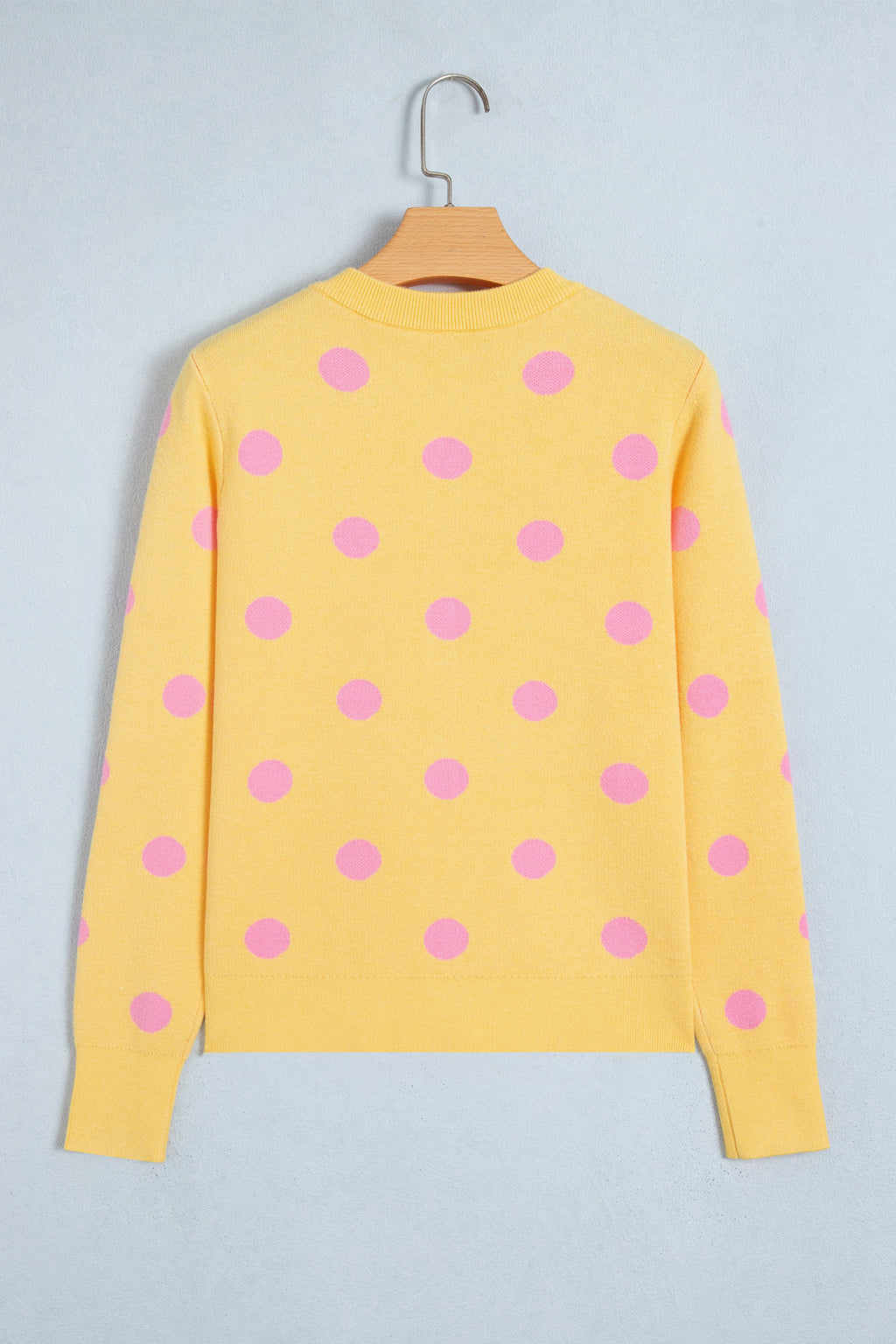 Fiery Red Casual Polka Dot Button Front Long Sleeve Sweater Cardigan