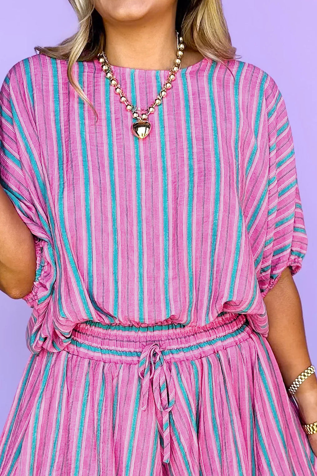 Pink Stripe Dolman Short Set