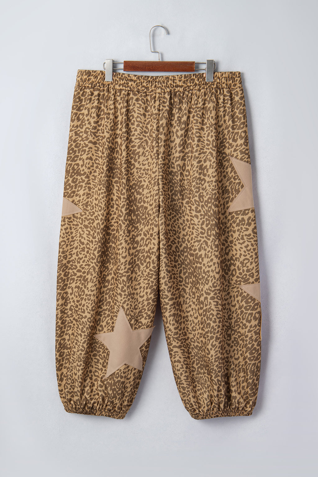 Khaki Plus Size Leopard Print Jogger Pants
