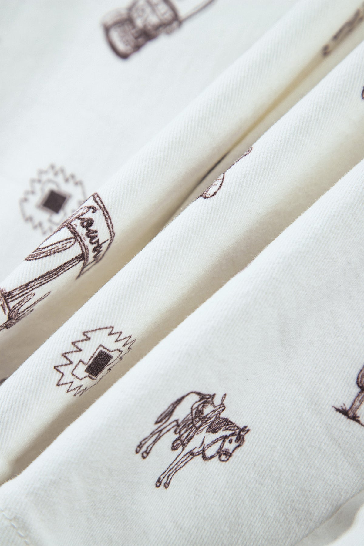 White Western Print Cactus Horse Bull Denim Skirt