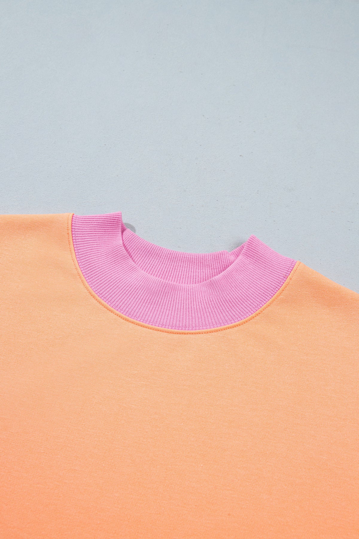 Pink Colorblock Trim Crewneck Long Sleeve Pullover Sweatshirt