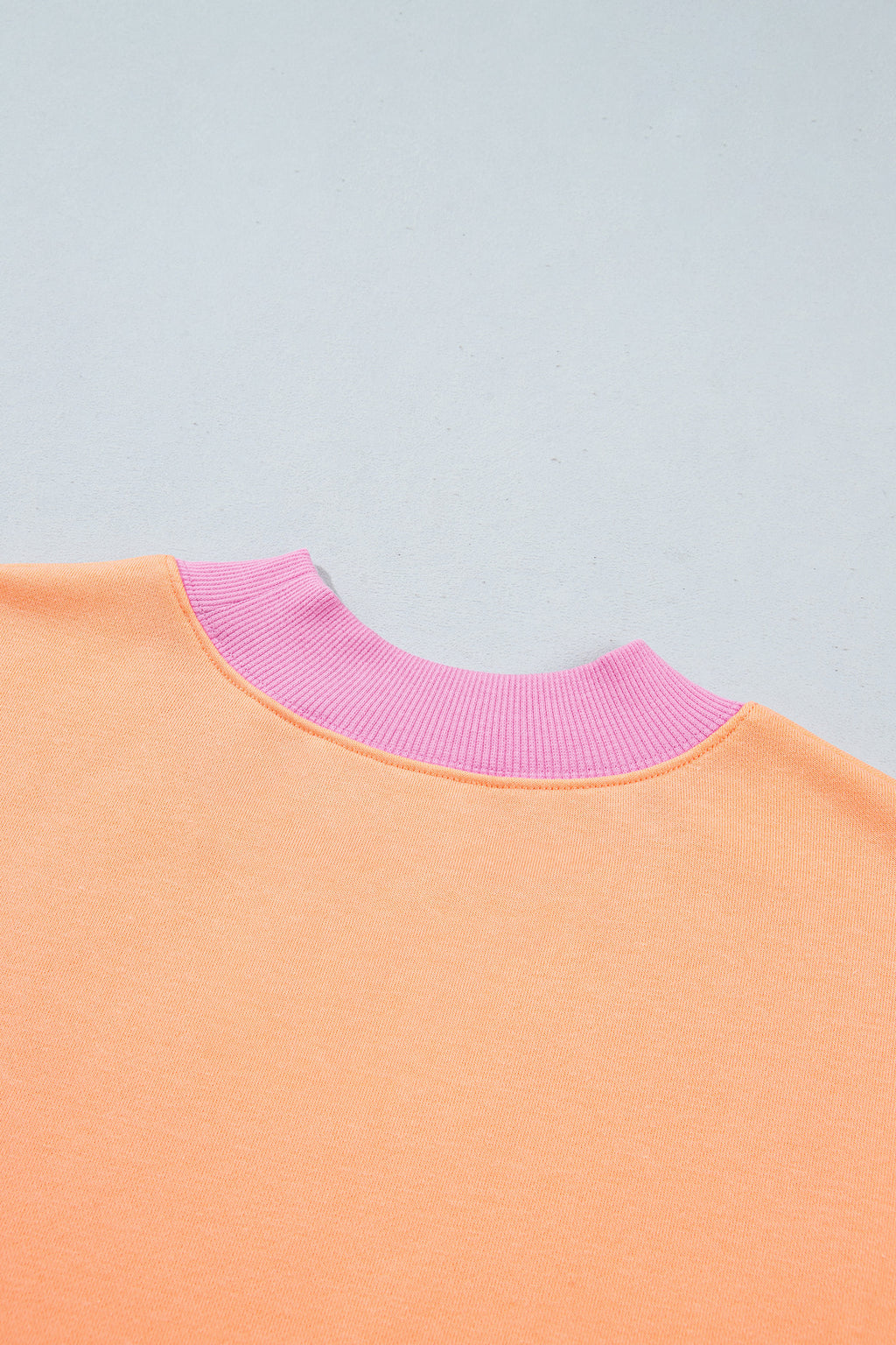 Pink Colorblock Trim Crewneck Long Sleeve Pullover Sweatshirt