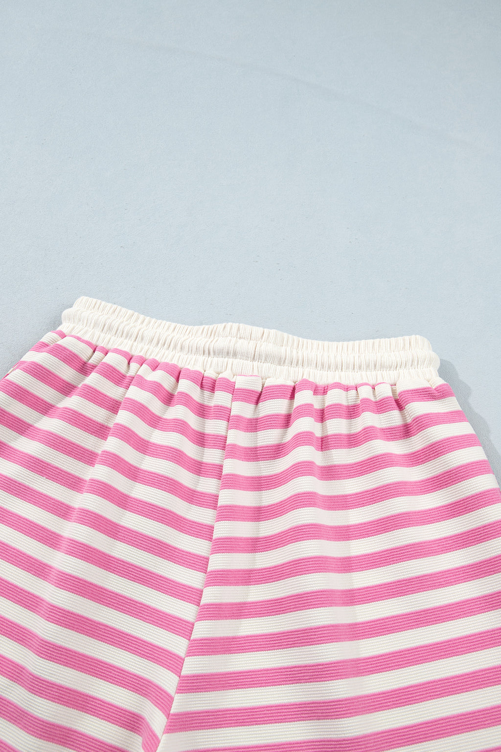 Pink Striped Long Sleeve Shorts Set