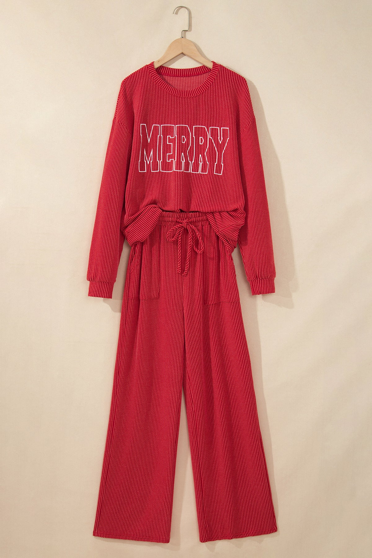 Green JOLLY Long Sleeve Top and Pockets Pants Set
