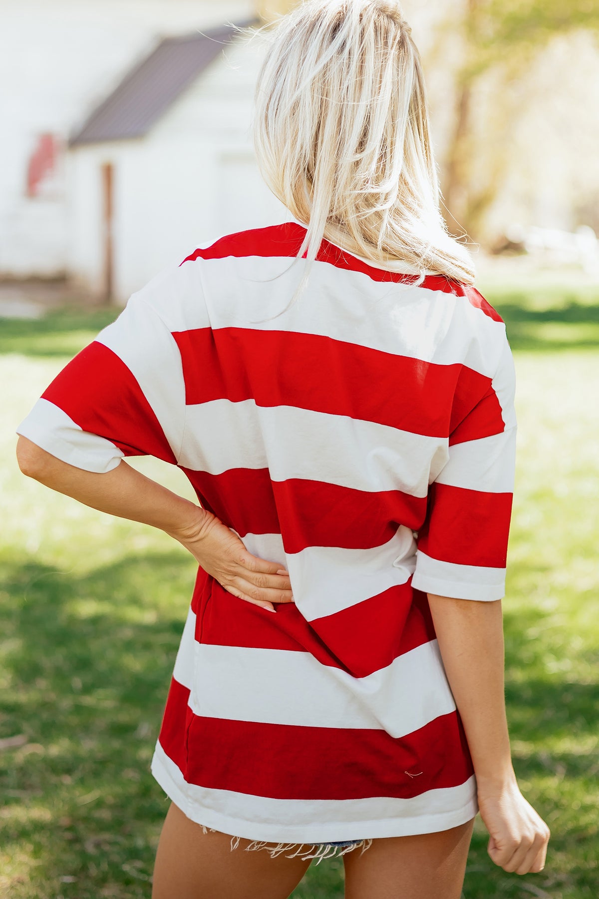 Bright Pink Striped Oversize Tunic Tee