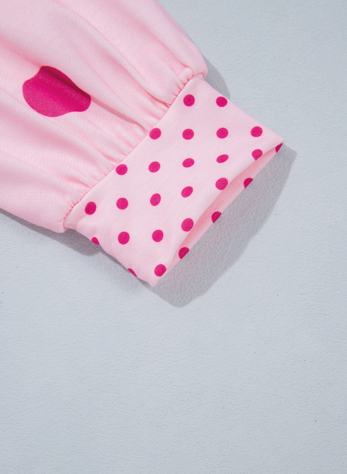 Red Polka Dot Print Contrast Detail Oversized Tunic Sweatshirt