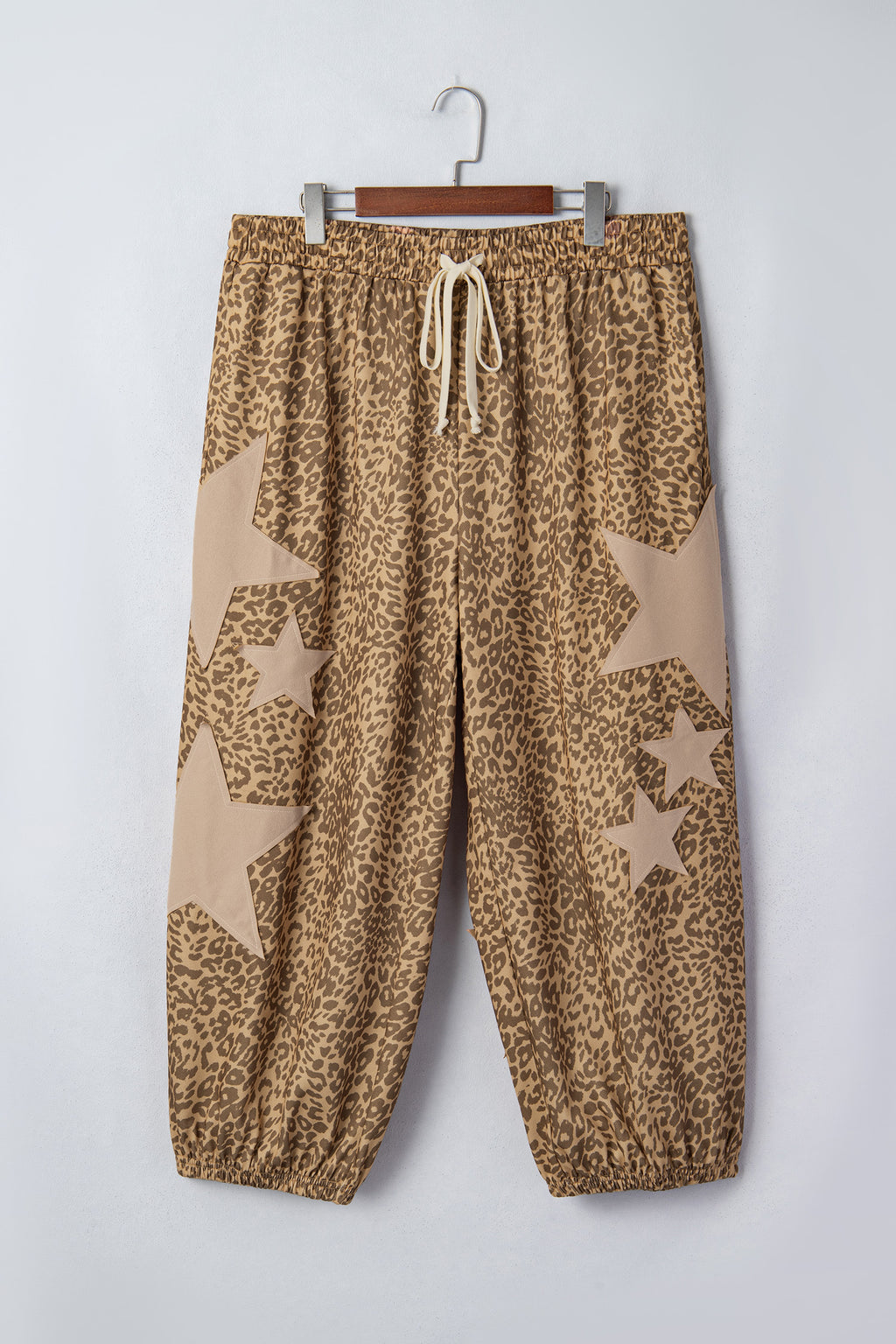 Khaki Plus Size Leopard Print Jogger Pants