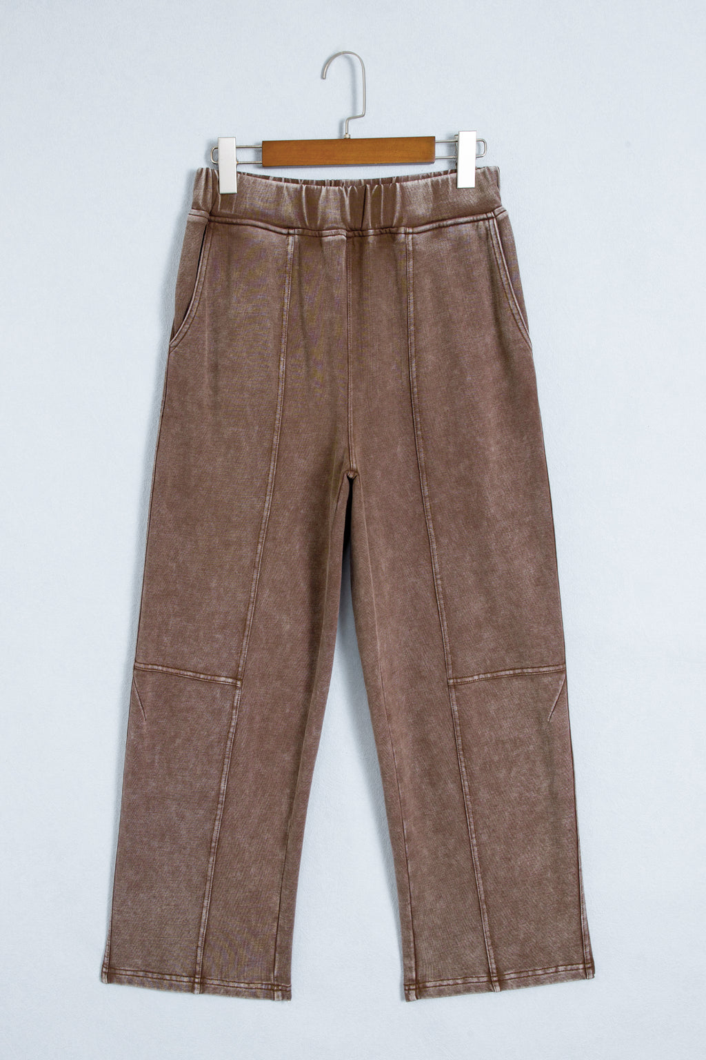 Carbon Grey Mineral Wash Seam Detail Elastic Waist Barrel Pants