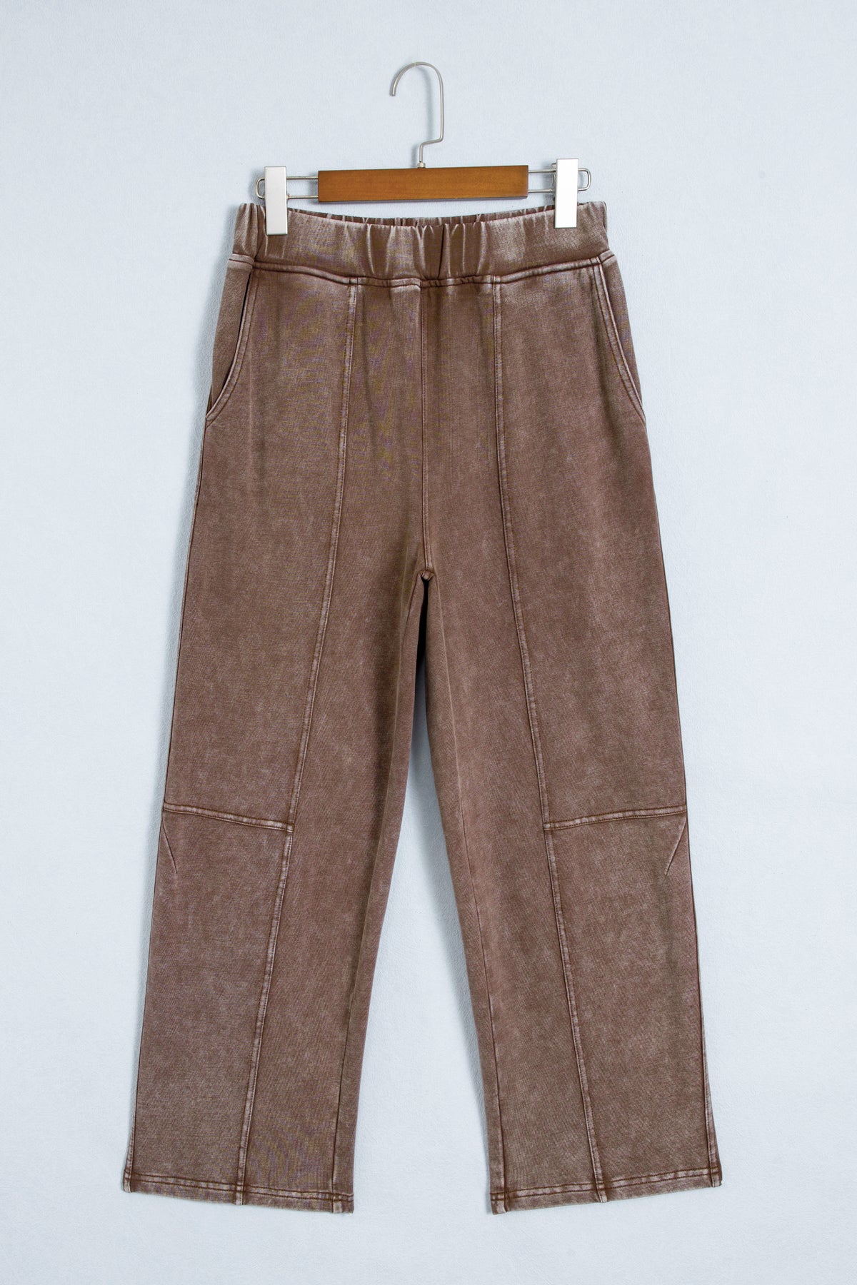 Carbon Grey Mineral Wash Seam Detail Elastic Waist Barrel Pants