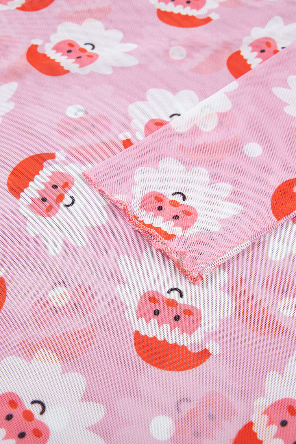 Santa Print Long Sleeve Top
