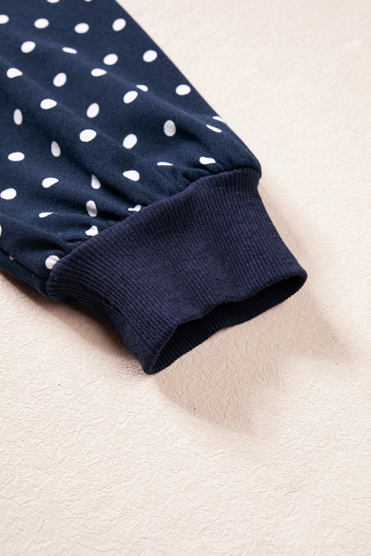 Red Polka Dot Drawstring Wide Leg Long Sleeve Top Pant Set