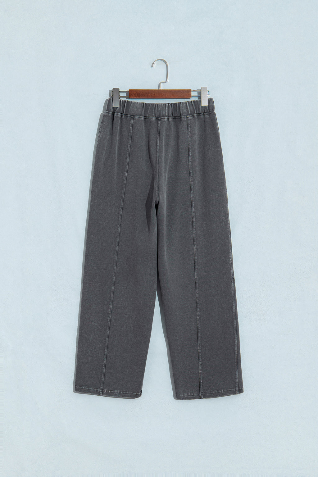 Carbon Grey Mineral Wash Seam Detail Elastic Waist Barrel Pants