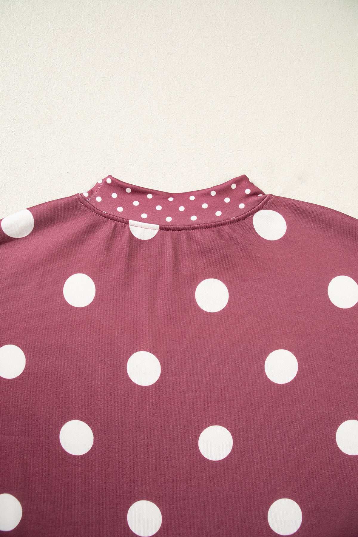 Red Polka Dot Print Contrast Detail Oversized Tunic Sweatshirt