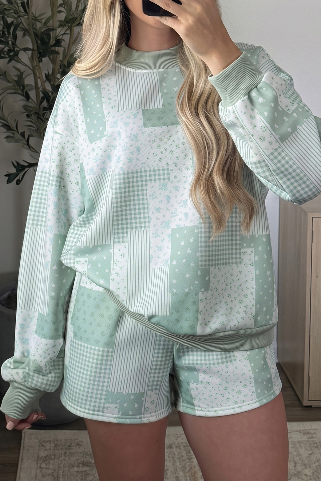 Sky Blue Floral Print Shorts Set