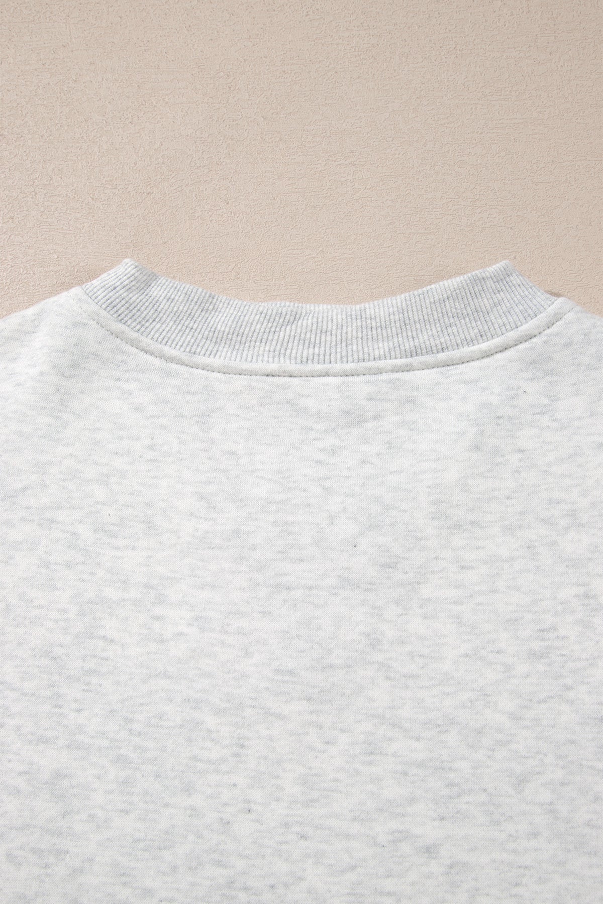 Light Grey High Neck Ribbed Cuff Hem Sweatshirt