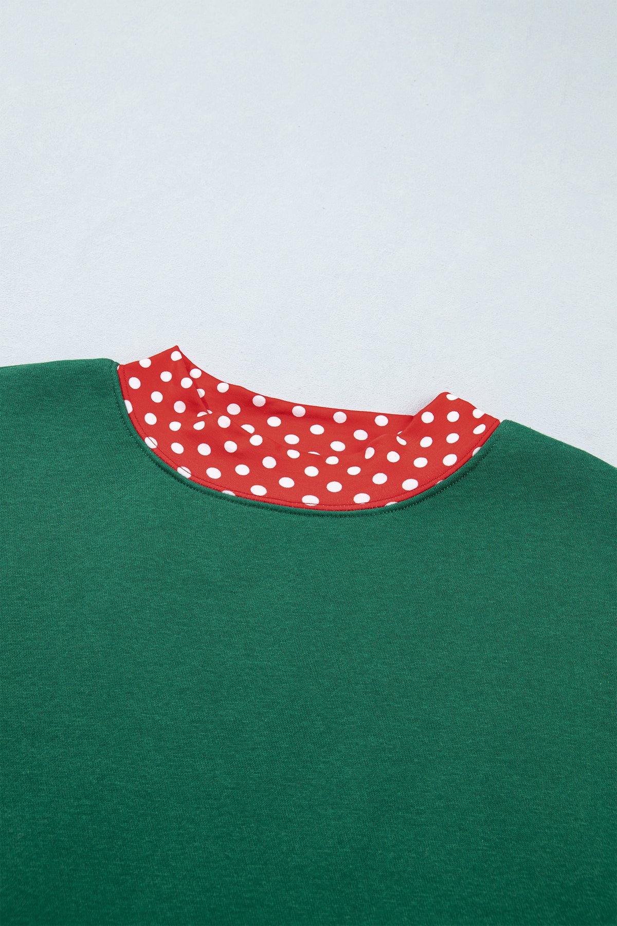 Navy Blue Polka Dot Trim Baggy Pullover 2pcs Short Set