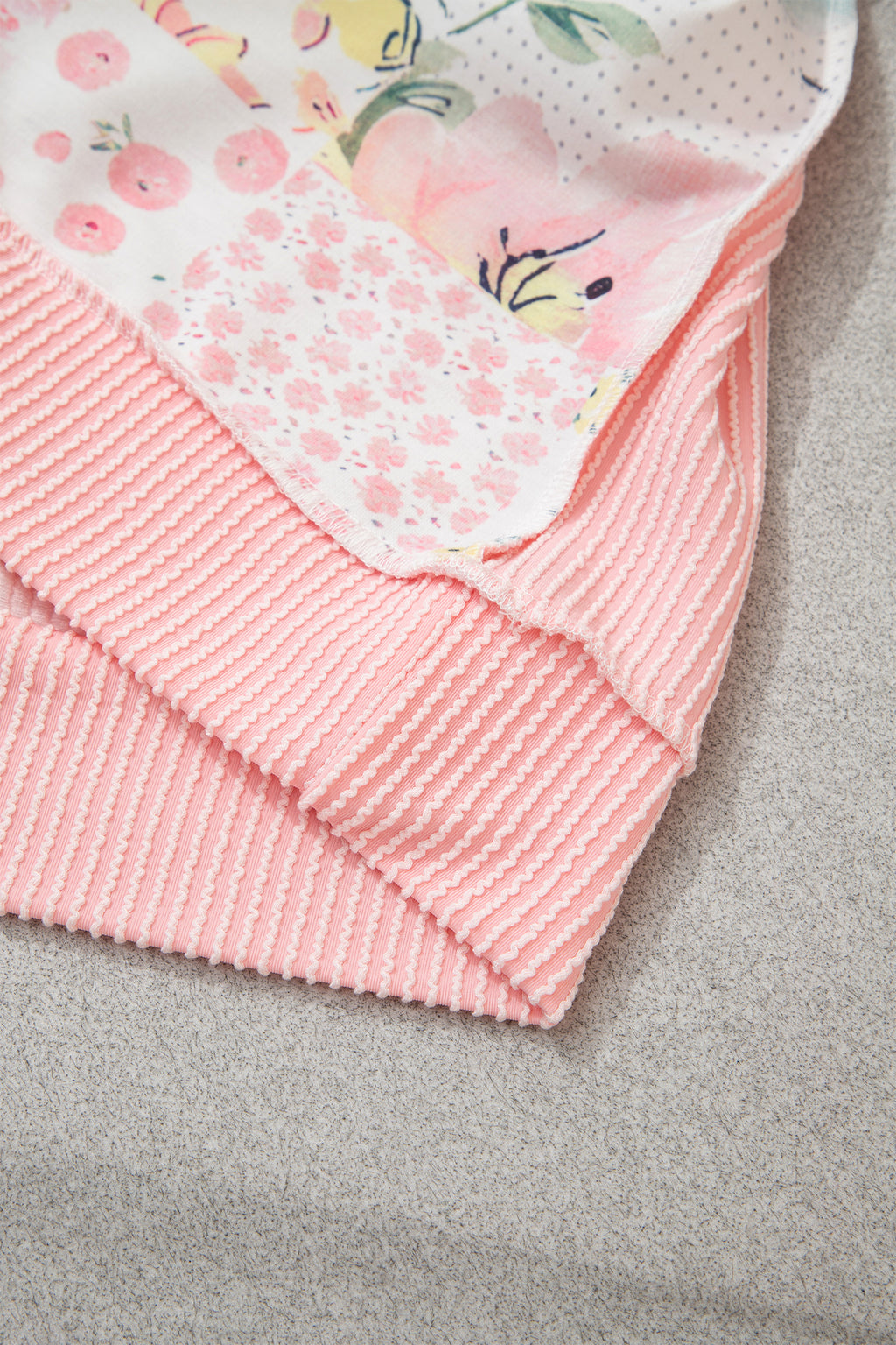 Pink Patchwork Long Sleeve Tunic Plus Size Blouse
