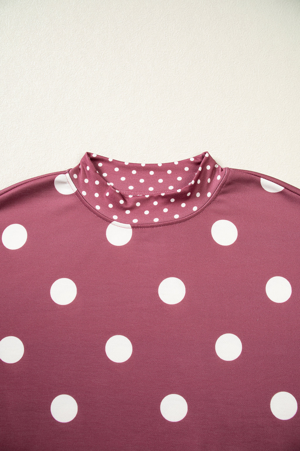 Red Polka Dot Print Contrast Detail Oversized Tunic Sweatshirt