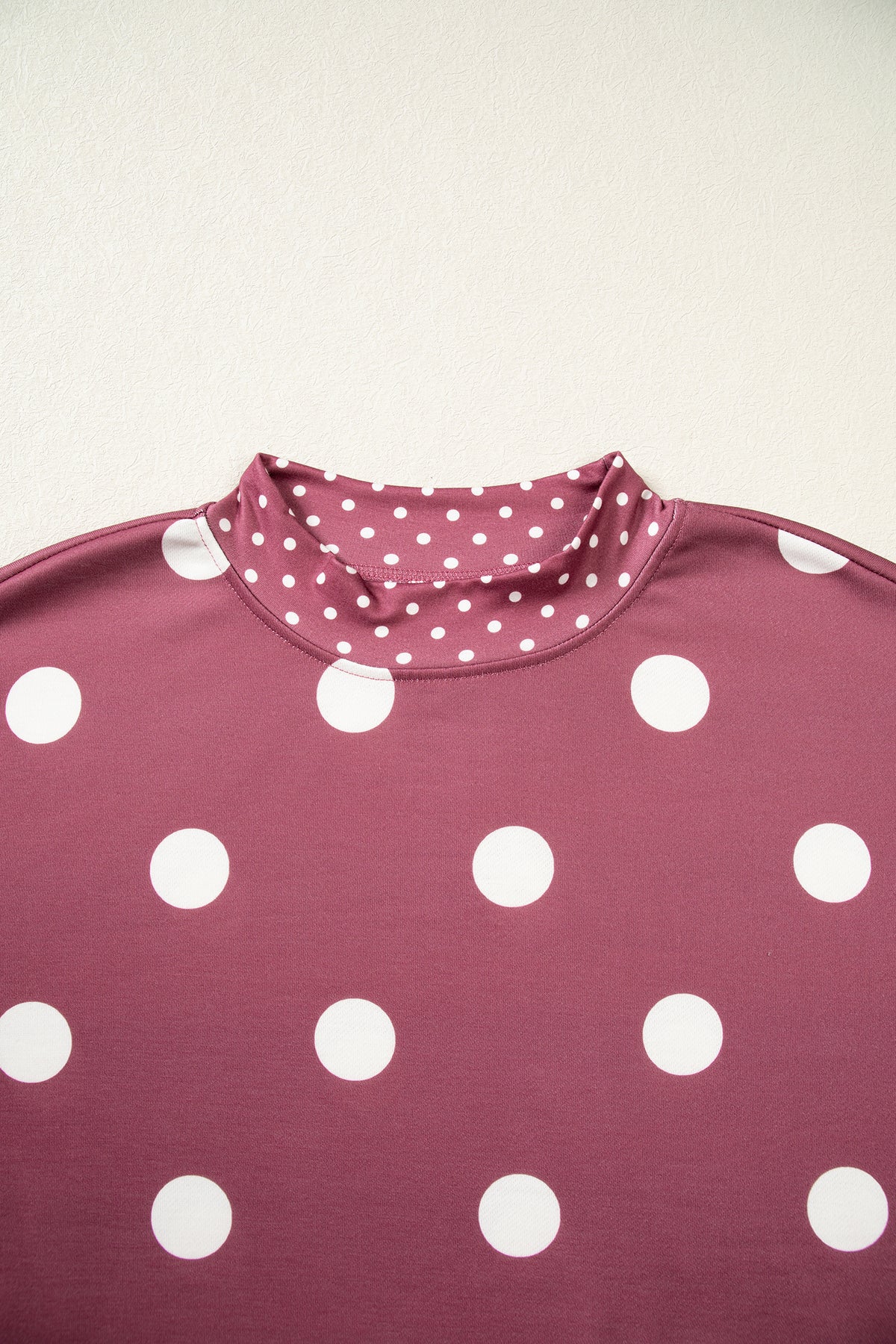Red Polka Dot Print Contrast Detail Oversized Tunic Sweatshirt