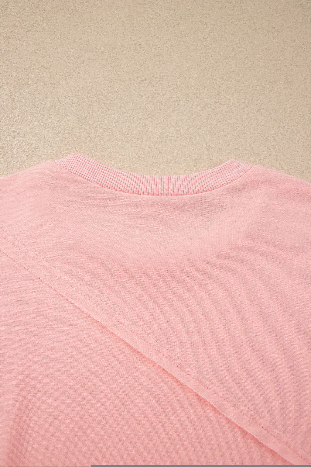Pink Colorblock Striped Patchwork Raw Detail Long Sleeve Top