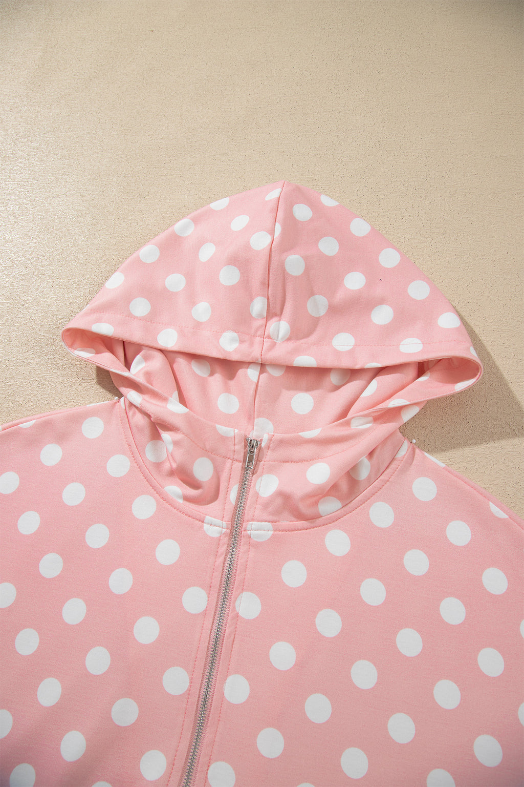 Pink Polka Dot Hooded Long Sleeve Top Casual Mini Skort Set