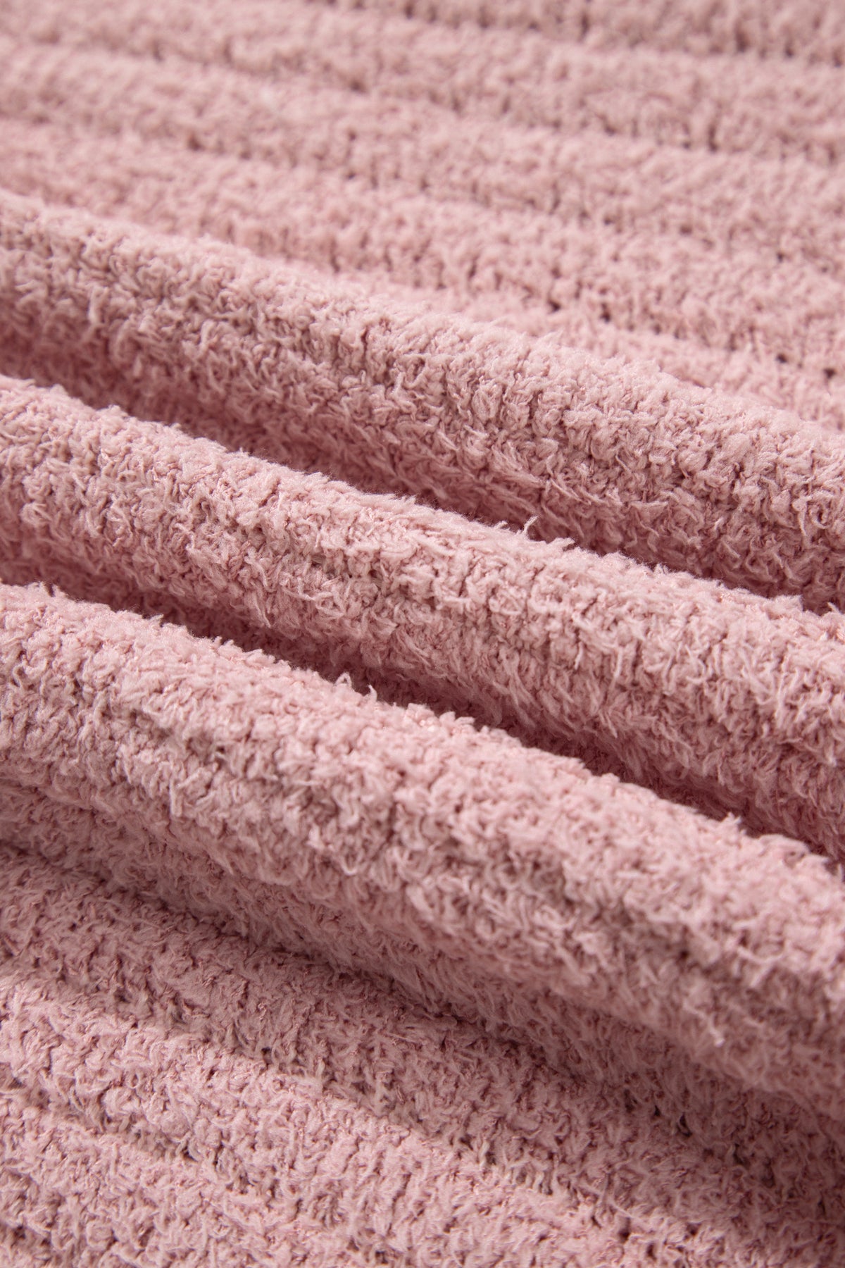 Light Pink Open Front Soft Fuzzy Ribbed Sweater Cardigan