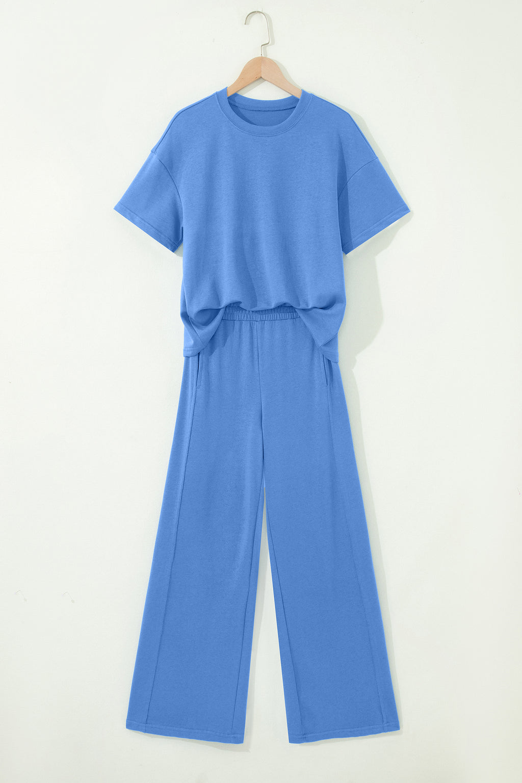 Sachet Pink Solid Pocketed Casual Pants 2pc Set