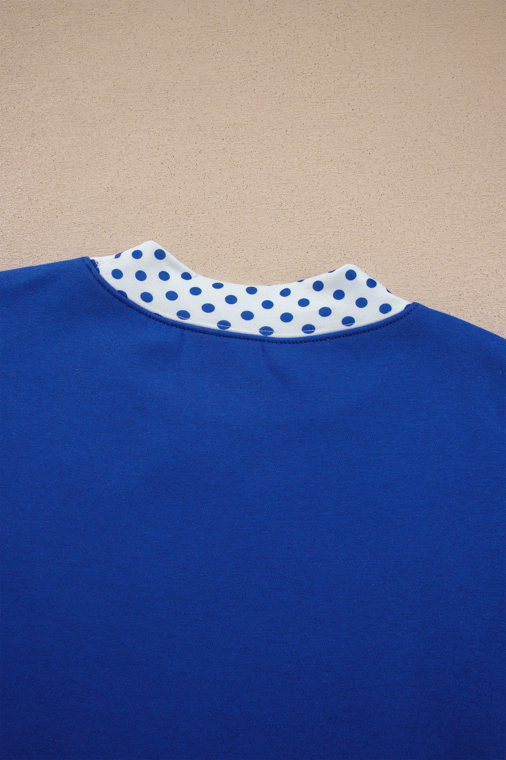 Navy Blue Polka Dot Trim Baggy Pullover 2pcs Short Set