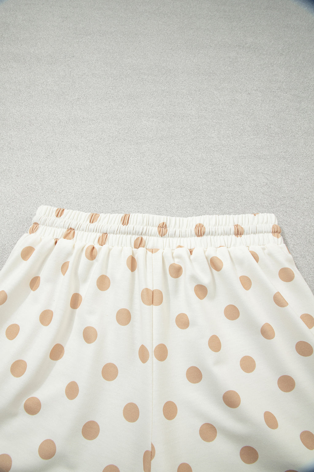 Pink Polka Dot Drop Shoulder Polo Loose Pullover Patch Pocket Casual Shorts Set