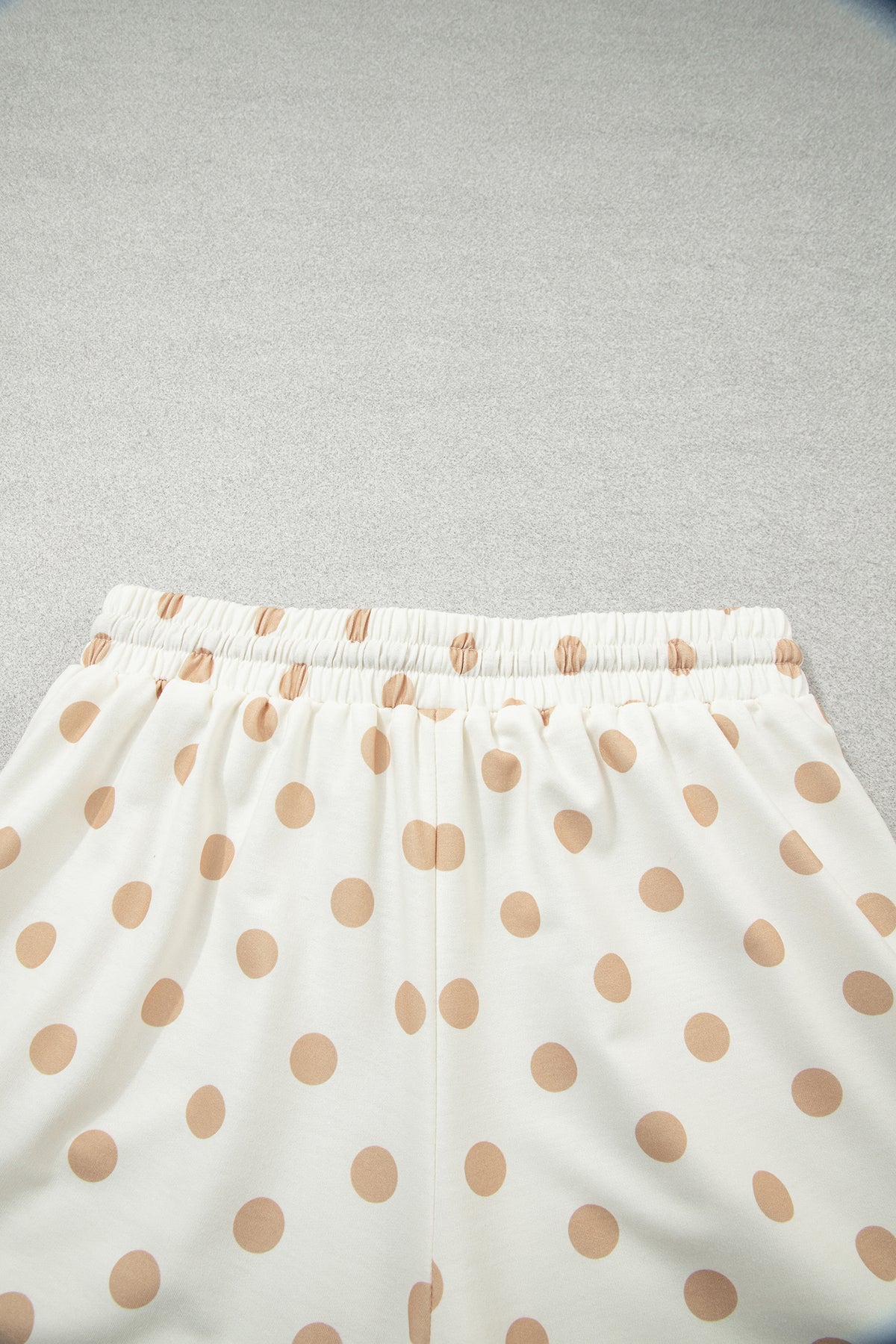 Pink Polka Dot Drop Shoulder Polo Loose Pullover Patch Pocket Casual Shorts Set