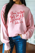 Pink you are so loved Valentines Day Embroidered Graphic Top