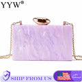 Purple Acrylic Luxury Box Clutch Bag Wedding Chain Handbag For Women Evening Bags Chic Party Shoulder Crossbody Bags Ladies Dinner Dress Purses