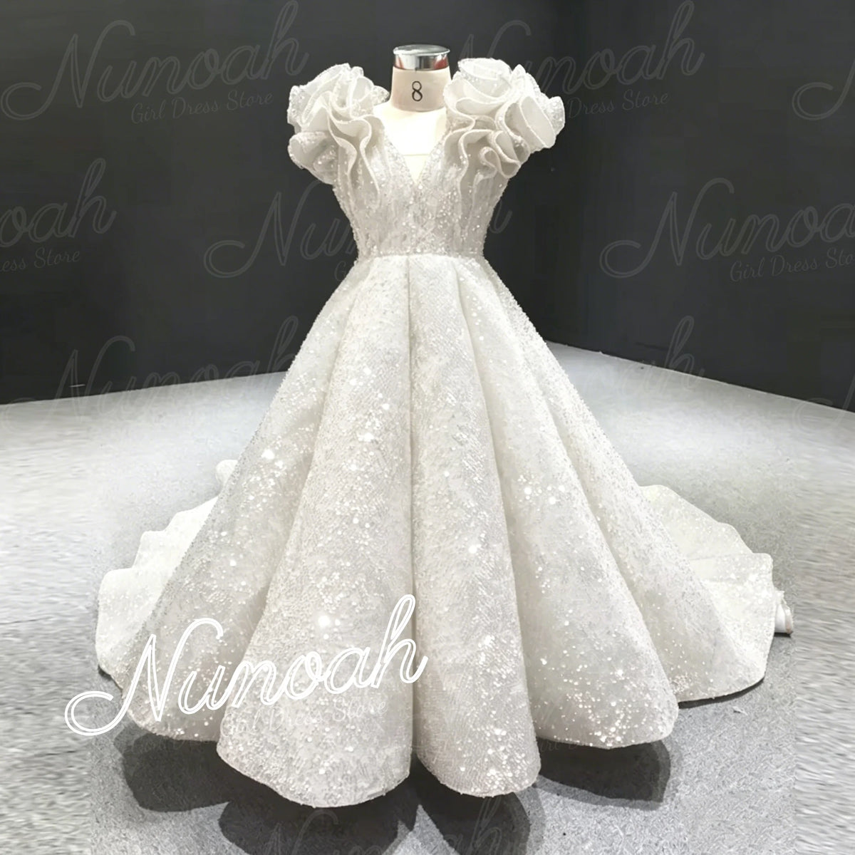 Shining Red Flower Girl Dresses for Wedding Sequins Ruffles Puffy Girl Kids Birthday Party First Holy Communion Gowns Customized