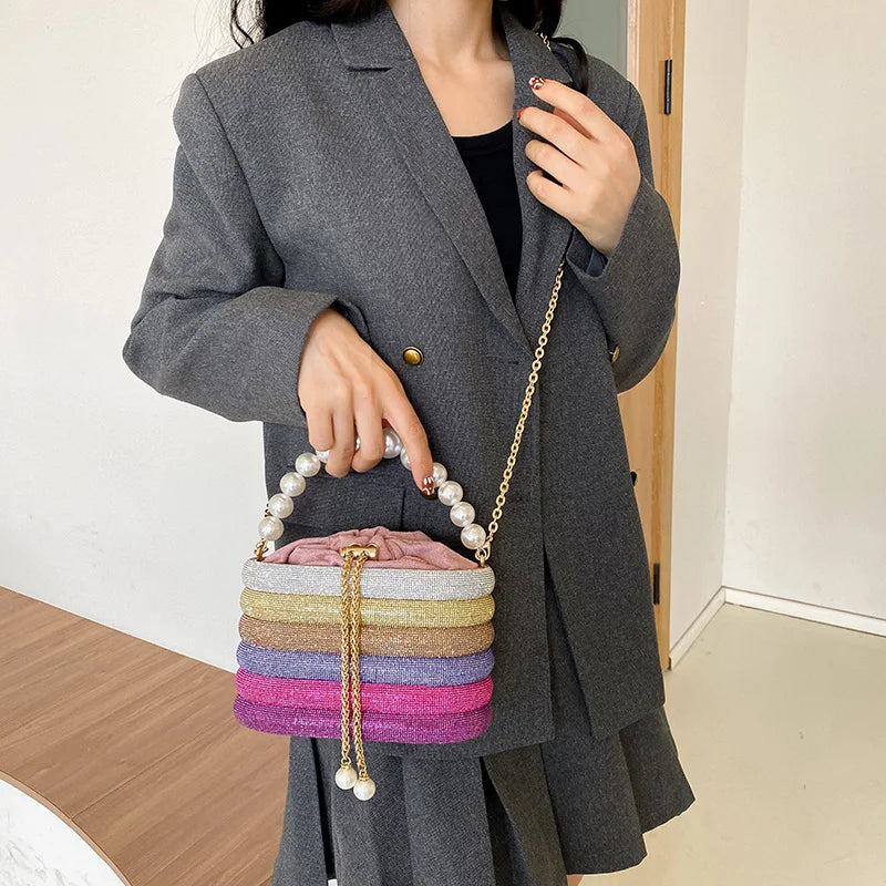 MOODS Luxury Evening Purses For Women Dazzling Pearl Beads Chain Crossbody Bag Dinner Party Clutch 2023 Luxury Designer Handbags