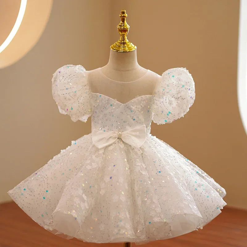 Children Evening Dresses for Girls 3 12 14 Years Kids Birthday Party Luxury 2023 Fluffy Ball Gown Wedding Prom Formal Lace Dress