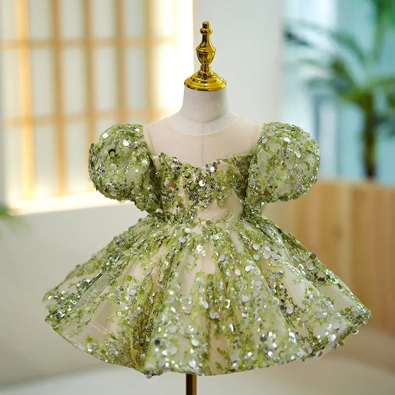 Children Evening Dresses for Girls 3 12 14 Years Kids Birthday Party Luxury 2023 Fluffy Ball Gown Wedding Prom Formal Lace Dress