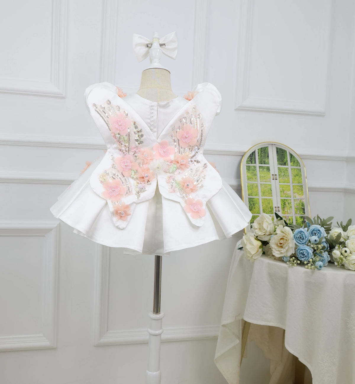 White Satin Pageant Dress