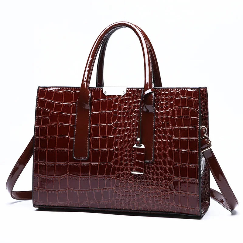 Crocodile Women's Crossbody Patent Leather Women's Messenger Bag Bag High Quality Ladies Handbag