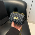 For Geometric Pattern Faux Leather Buckle Closure Painted Edge Detail Faux Leather Lining Purse Stylish Mini Crossbody Bag