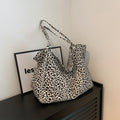 Custom Name Leopard Tote Bag Women Large Capacity Shoulder Bag Personalized Embroidery Fashion Casual Shopping Beach Handbag