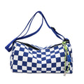 Trendy Black & White Checkerboard Crossbody Bag with Pendant, Casual Y2K Style Canvas Shoulder Purse for Women's Everyday Wear