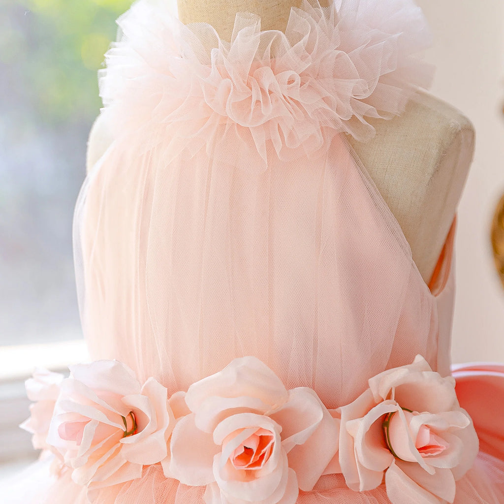 Elegant Floral Bow Princess Dress