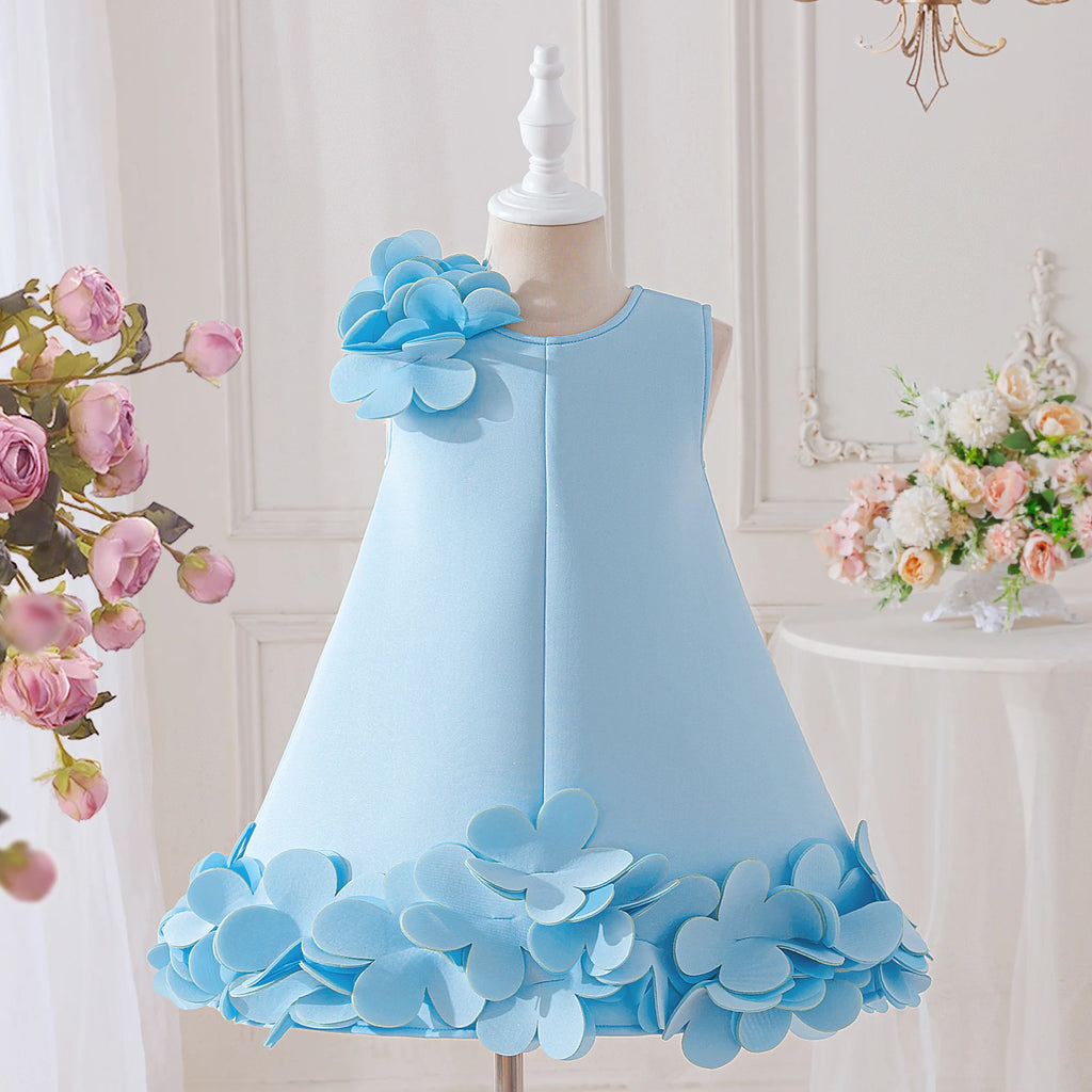 Summer 3D Flower Princess Girls Party Dress 4-8 Yrs Elegant Wedding Bridesmaids Prom Dresses Girl Birthday Evening Kids Clothing
