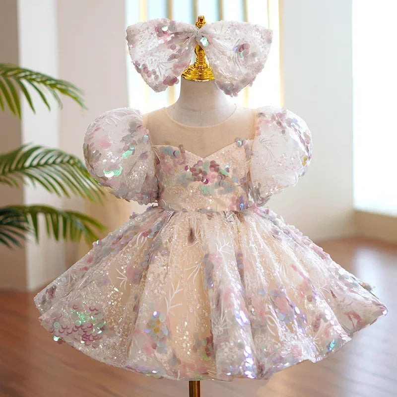 Children Evening Dresses for Girls 3 12 14 Years Kids Birthday Party Luxury 2023 Fluffy Ball Gown Wedding Prom Formal Lace Dress