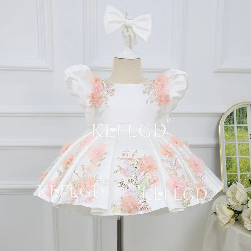 White Satin Pageant Dress