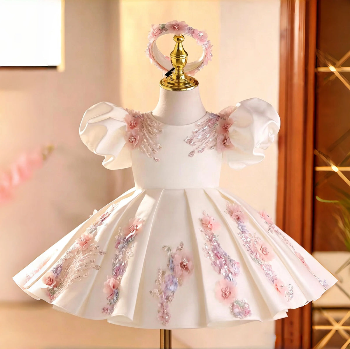 White Satin Pageant Dress