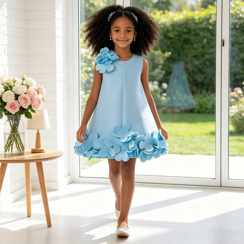 Summer 3D Flower Princess Girls Party Dress 4-8 Yrs Elegant Wedding Bridesmaids Prom Dresses Girl Birthday Evening Kids Clothing