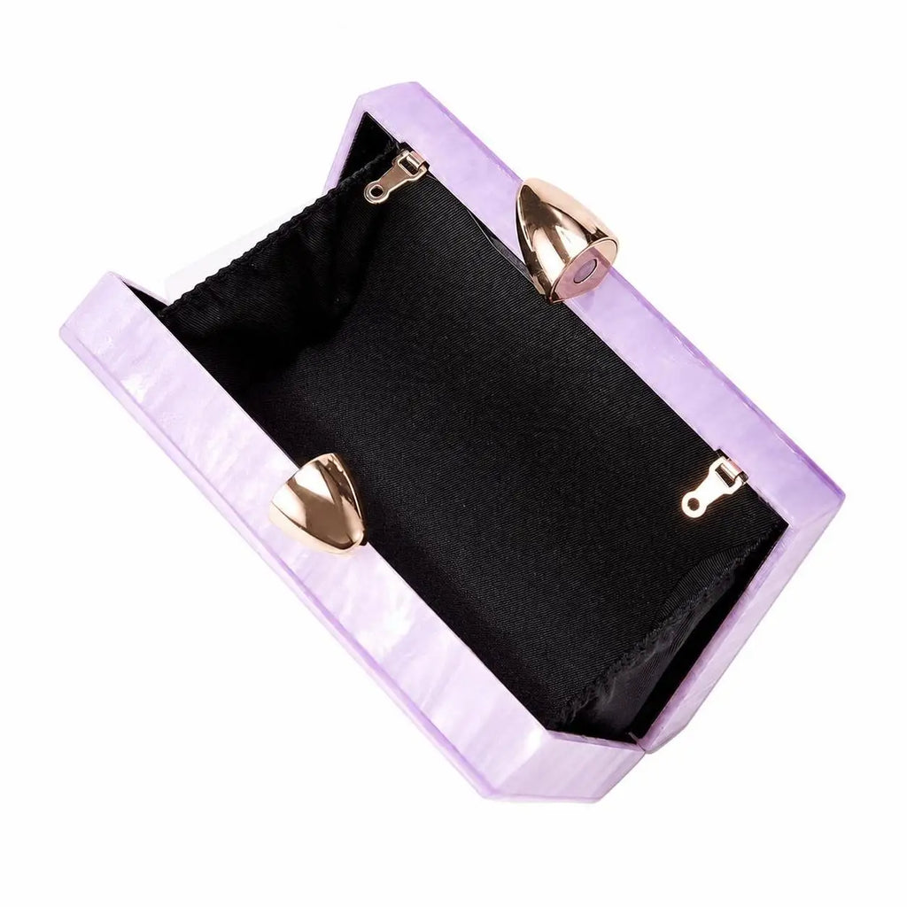 Purple Acrylic Luxury Box Clutch Bag Wedding Chain Handbag For Women Evening Bags Chic Party Shoulder Crossbody Bags Ladies Dinner Dress Purses